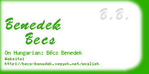 benedek becs business card